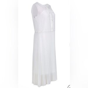 AKRIS PUNTO ivory sleeveless pleated mini dress sz 12